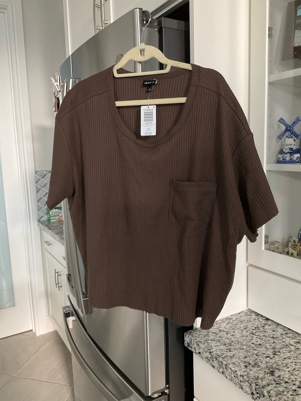 Torrid Brown Ribbed Short-Sleeve Pocket crop tee NWT